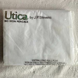 White No Iron Percale Extra Long Full Flat Sheet Unused Unopened Package